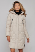 Купить Пальто утепленное молодежное зимнее женское бежевого цвета 589899B, фото 9
