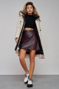 Купить Пальто утепленное молодежное зимнее женское бежевого цвета 589899B, фото 18