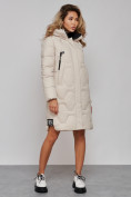 Купить Пальто утепленное молодежное зимнее женское бежевого цвета 589899B, фото 2