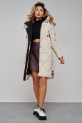 Купить Пальто утепленное молодежное зимнее женское бежевого цвета 589899B, фото 19