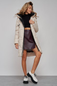 Купить Пальто утепленное молодежное зимнее женское бежевого цвета 589899B, фото 20