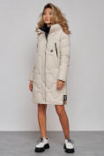 Купить Пальто утепленное молодежное зимнее женское бежевого цвета 589899B, фото 3