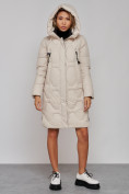 Купить Пальто утепленное молодежное зимнее женское бежевого цвета 589899B, фото 7
