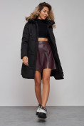 Купить Пальто утепленное молодежное зимнее женское черного цвета 589899Ch, фото 18
