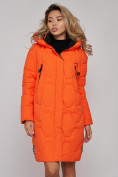 Купить Пальто утепленное молодежное зимнее женское оранжевого цвета 589899O, фото 10