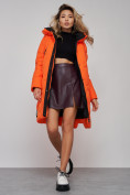 Купить Пальто утепленное молодежное зимнее женское оранжевого цвета 589899O, фото 18