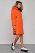 Купить Пальто утепленное молодежное зимнее женское оранжевого цвета 589899O, фото 2
