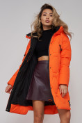 Купить Пальто утепленное молодежное зимнее женское оранжевого цвета 589899O, фото 20