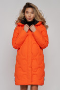 Купить Пальто утепленное молодежное зимнее женское оранжевого цвета 589899O, фото 22