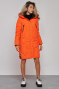 Купить Пальто утепленное молодежное зимнее женское оранжевого цвета 589899O, фото 23