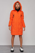 Купить Пальто утепленное молодежное зимнее женское оранжевого цвета 589899O, фото 4