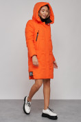 Купить Пальто утепленное молодежное зимнее женское оранжевого цвета 589899O, фото 5