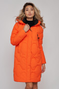 Купить Пальто утепленное молодежное зимнее женское оранжевого цвета 589899O, фото 9