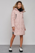 Купить Пальто утепленное молодежное зимнее женское розового цвета 589899R, фото 2