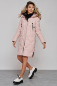 Купить Пальто утепленное молодежное зимнее женское розового цвета 589899R, фото 3