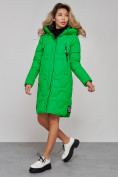 Купить Пальто утепленное молодежное зимнее женское зеленого цвета 589899Z, фото 3
