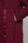Купить Пальто утепленное молодежное зимнее женское бордового цвета 59018Bo, фото 12