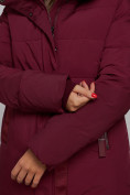 Купить Пальто утепленное молодежное зимнее женское бордового цвета 59018Bo, фото 14