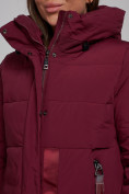 Купить Пальто утепленное молодежное зимнее женское бордового цвета 59018Bo, фото 15
