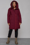 Купить Пальто утепленное молодежное зимнее женское бордового цвета 59018Bo, фото 5