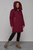 Купить Пальто утепленное молодежное зимнее женское бордового цвета 59018Bo, фото 6