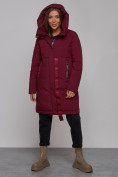Купить Пальто утепленное молодежное зимнее женское бордового цвета 59018Bo, фото 7