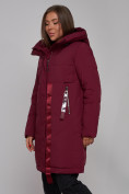 Купить Пальто утепленное молодежное зимнее женское бордового цвета 59018Bo, фото 9