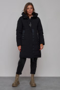 Купить Пальто утепленное молодежное зимнее женское черного цвета 59018Ch