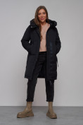Купить Пальто утепленное молодежное зимнее женское черного цвета 59018Ch, фото 16