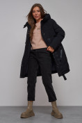 Купить Пальто утепленное молодежное зимнее женское черного цвета 59018Ch, фото 17
