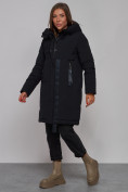 Купить Пальто утепленное молодежное зимнее женское черного цвета 59018Ch, фото 2