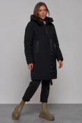 Купить Пальто утепленное молодежное зимнее женское черного цвета 59018Ch, фото 3