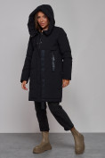 Купить Пальто утепленное молодежное зимнее женское черного цвета 59018Ch, фото 6