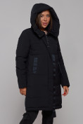 Купить Пальто утепленное молодежное зимнее женское черного цвета 59018Ch, фото 7