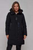 Купить Пальто утепленное молодежное зимнее женское черного цвета 59018Ch, фото 8