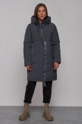 Купить Пальто утепленное молодежное зимнее женское темно-серого цвета 59018TC