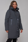 Купить Пальто утепленное молодежное зимнее женское темно-серого цвета 59018TC, фото 10