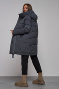 Купить Пальто утепленное молодежное зимнее женское темно-серого цвета 59018TC, фото 19