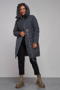 Купить Пальто утепленное молодежное зимнее женское темно-серого цвета 59018TC, фото 20