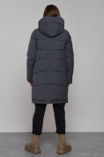 Купить Пальто утепленное молодежное зимнее женское темно-серого цвета 59018TC, фото 4