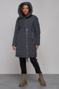 Купить Пальто утепленное молодежное зимнее женское темно-серого цвета 59018TC, фото 5