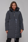 Купить Пальто утепленное молодежное зимнее женское темно-серого цвета 59018TC, фото 8