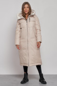 Купить Пальто утепленное молодежное зимнее женское бежевого цвета 59120B