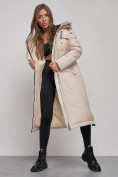 Купить Пальто утепленное молодежное зимнее женское бежевого цвета 59120B, фото 13