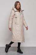 Купить Пальто утепленное молодежное зимнее женское бежевого цвета 59120B, фото 2