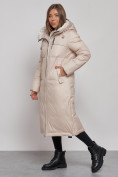 Купить Пальто утепленное молодежное зимнее женское бежевого цвета 59120B, фото 3