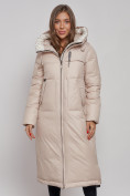 Купить Пальто утепленное молодежное зимнее женское бежевого цвета 59120B, фото 5