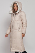 Купить Пальто утепленное молодежное зимнее женское бежевого цвета 59120B, фото 6