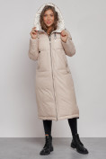 Купить Пальто утепленное молодежное зимнее женское бежевого цвета 59120B, фото 9