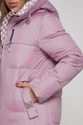 Купить Пальто утепленное молодежное зимнее женское фиолетового цвета 59120F, фото 13